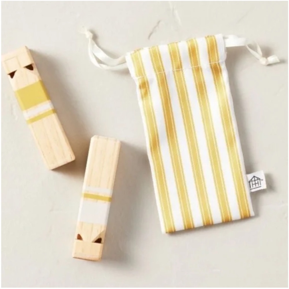 Hearth & Hand Set of 2 Wooden Train Whistles with Bag